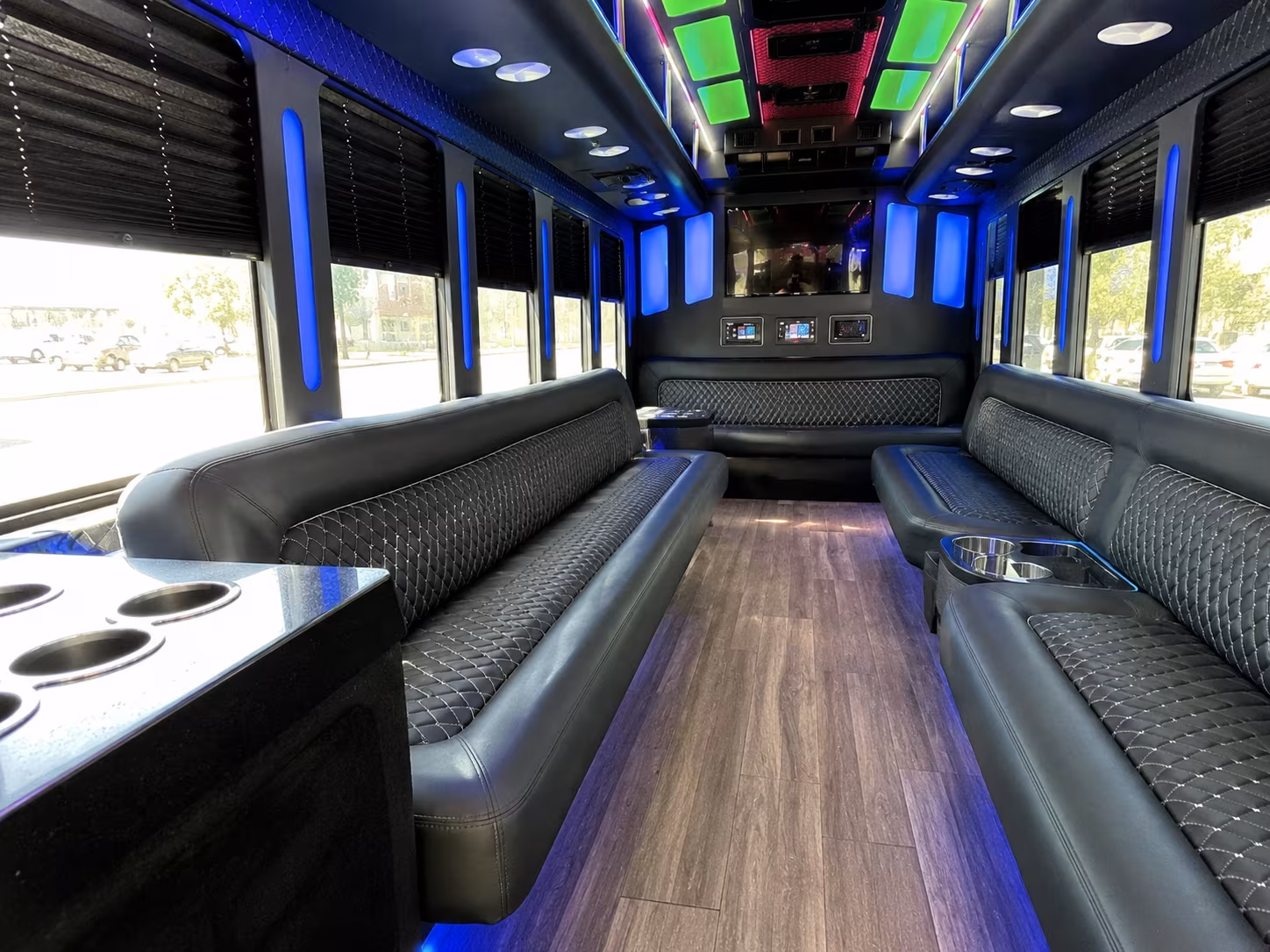 upland 15 passenger party bus inside
