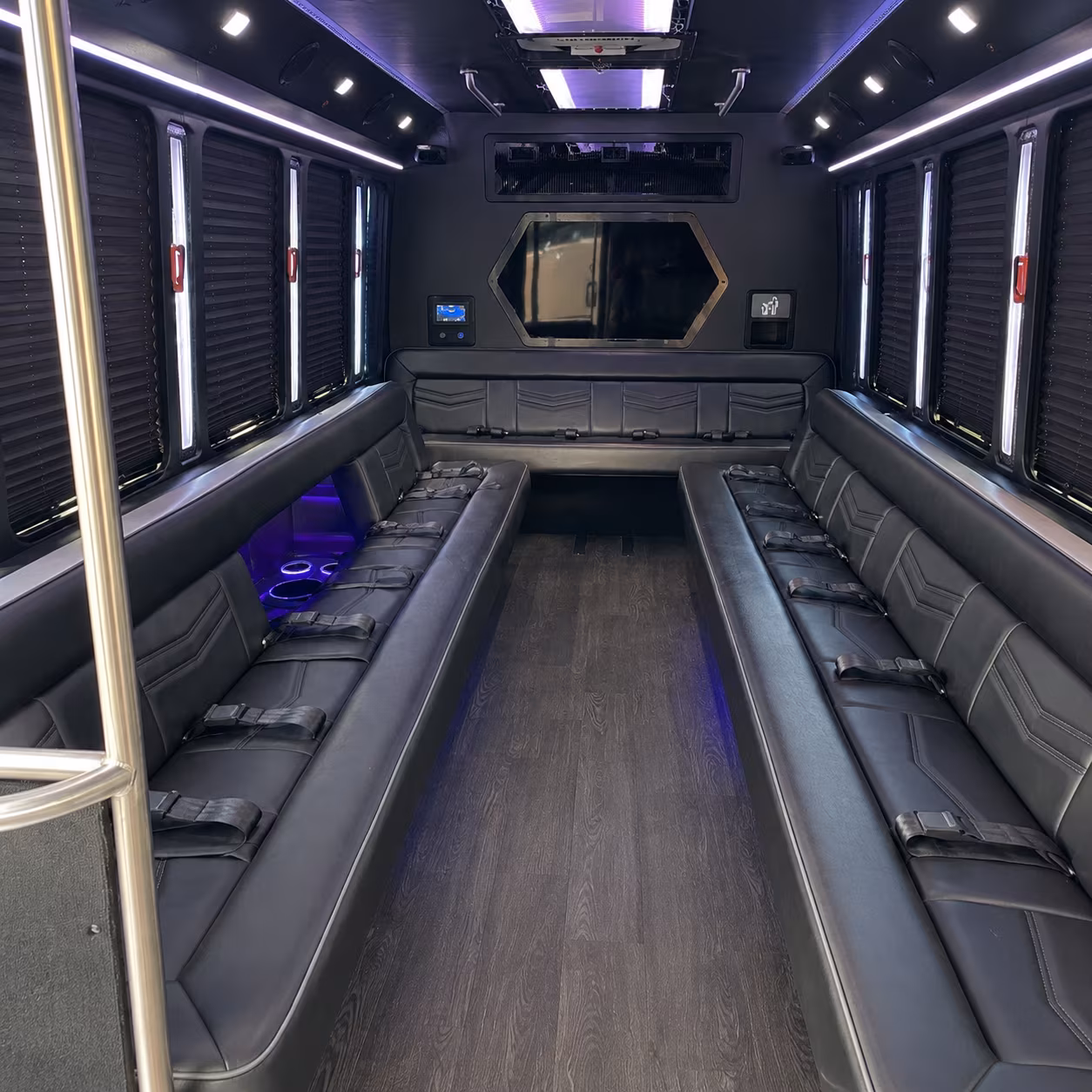 upland 18 passenger party bus interior