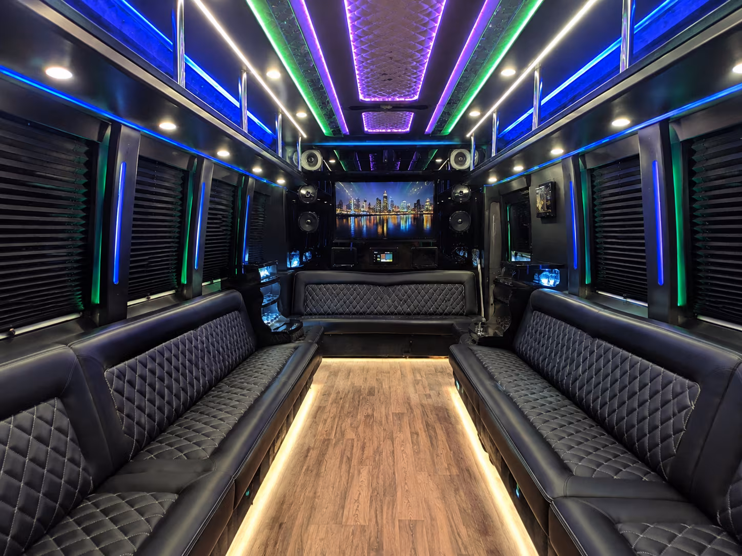 upland 25 passenger party bus interior