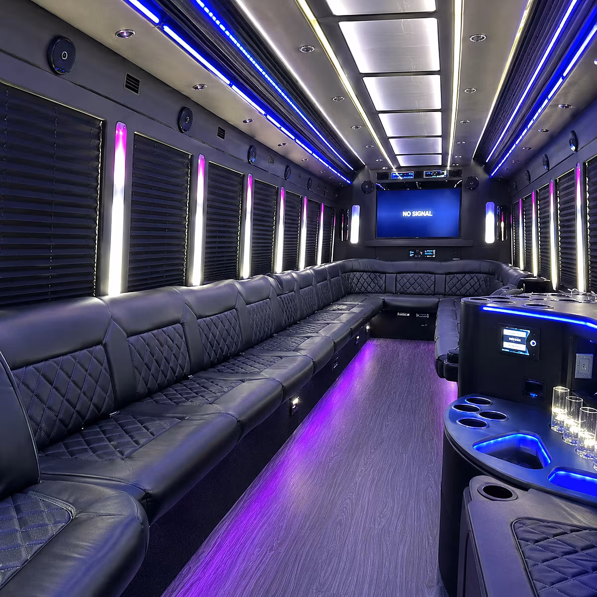 upland 30 passenger party bus inside