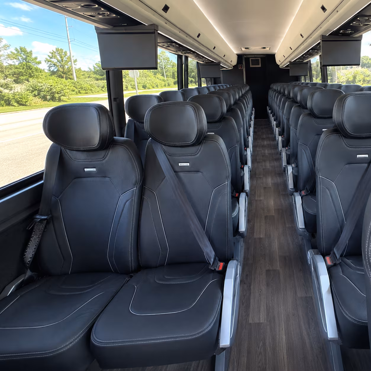 upland 47 passenger charter bus inside