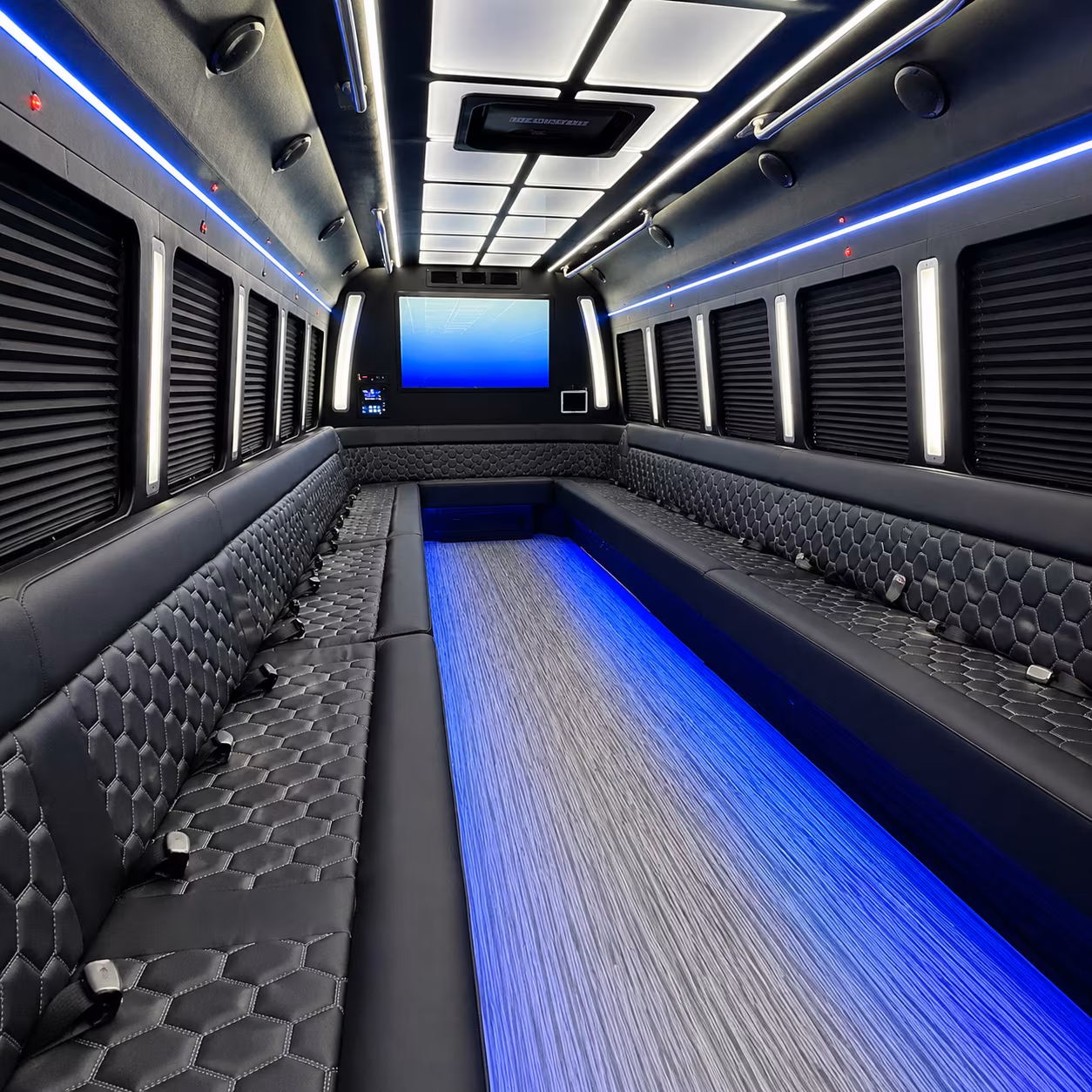 upland 50 passenger party bus inside