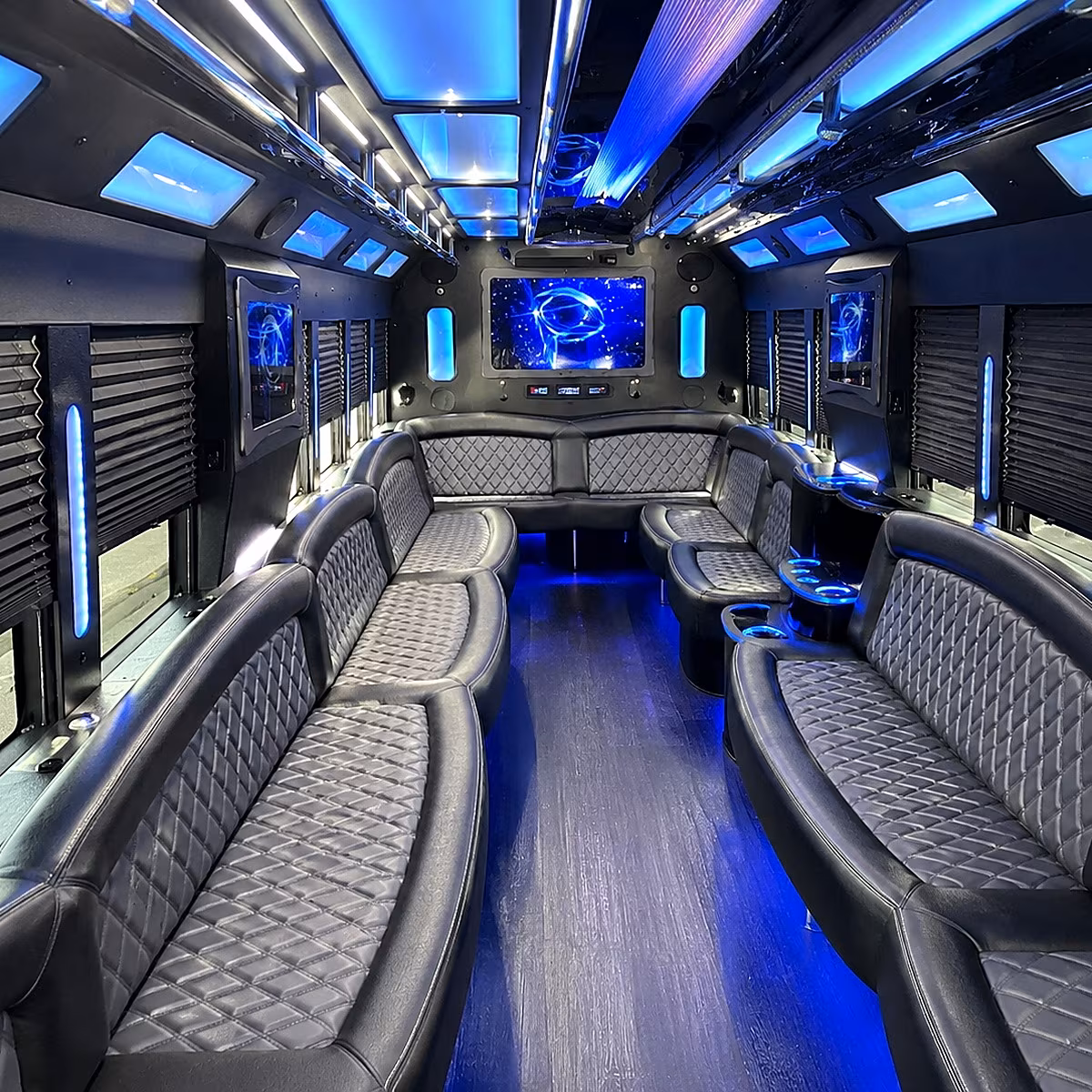 upland 50 passenger party bus interior