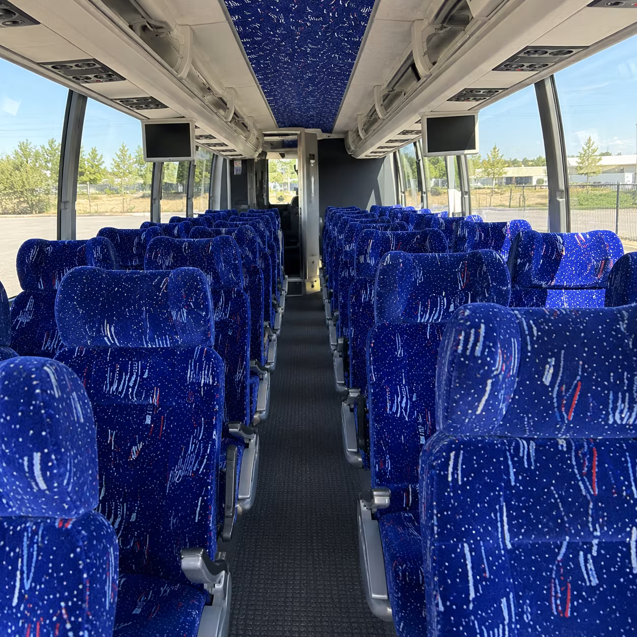 upland 54 passenger charter bus interior