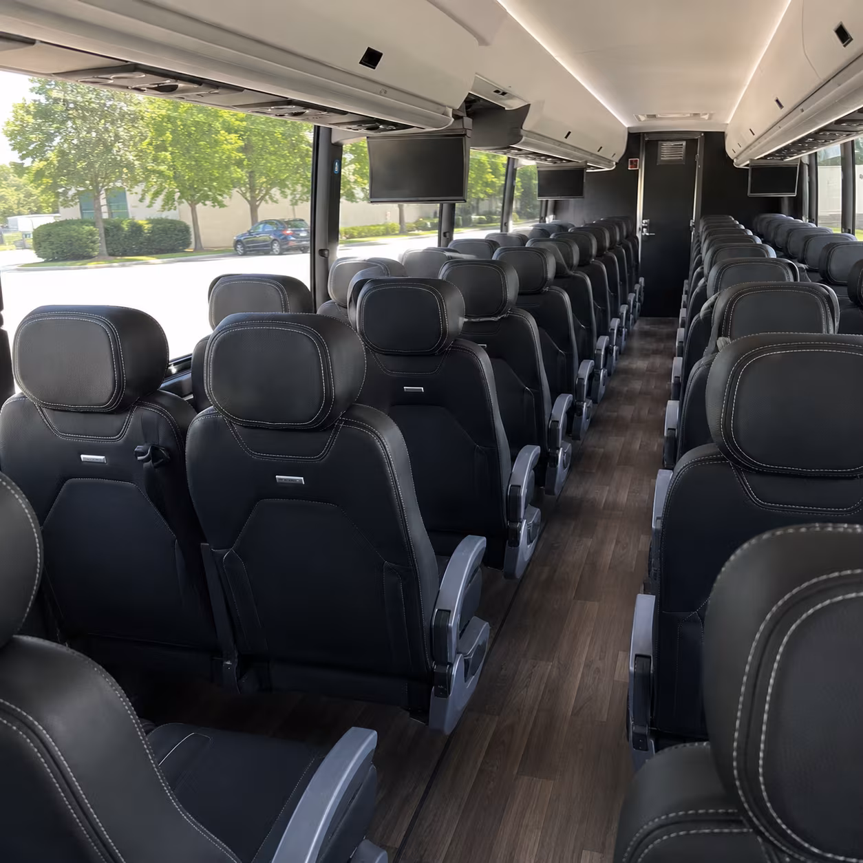 upland 56 passenger charter bus interior
